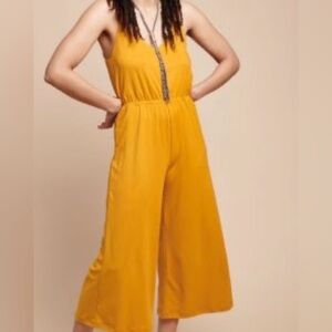 EARTHBOUND Mustard Wide-Leg Sleeveless Jumpsuit